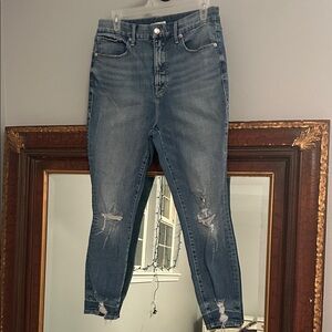 Good American Blue Distressed Ankle Jeans 14